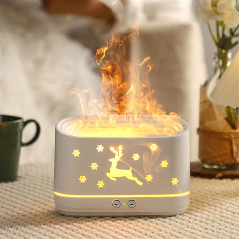 Humidificador difusor de llama de alce, lámpara de ambiente silencioso para el hogar, decoraciones navideñas para el hogar