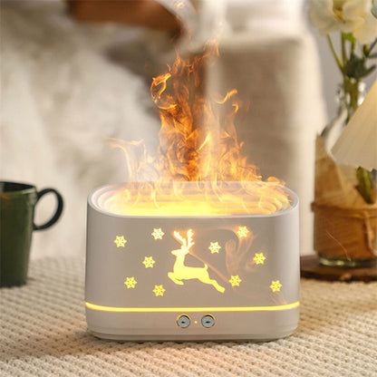 Humidificador difusor de llama de alce, lámpara de ambiente silencioso para el hogar, decoraciones navideñas para el hogar