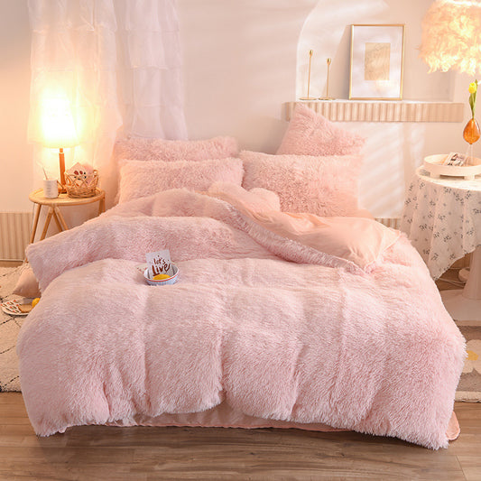 Housse de couette en polaire épaisse de luxe Queen King hiver lit chaud housse de couette taie d'oreiller peluche moelleuse Shaggy literie ensemble de literie hiver corps garder au chaud