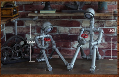 Lámpara de mesa de robot de tubería de agua con personalidad de estilo industrial retro