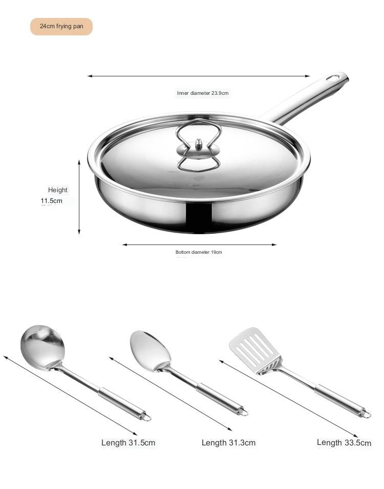 Batterie de cuisine en acier inoxydable, ustensiles de cuisine épais