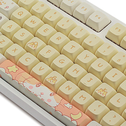 Mechanical Keyboard Keycaps Custard Cute Fit 68 75 98 100 Column Key Cap