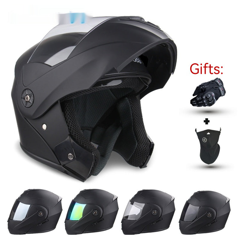 Casque de moto électrique à double lentille pour hommes et femmes