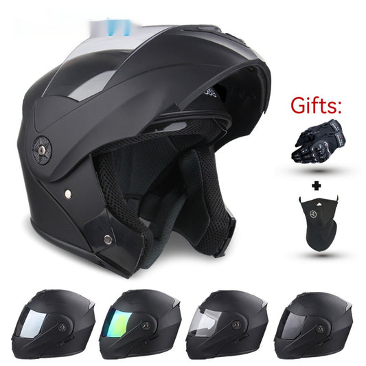 Casco de motocicleta para hombres y mujeres expuestos con doble lente de motocicleta eléctrica