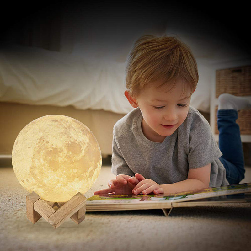 Luces LED de noche, lámpara de Luna, impresión 3D, luz de luna, regulable, regulable, recargable, mesita de noche, lámpara de escritorio, luz nocturna LED para niños 