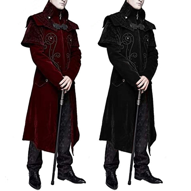 Manteau gothique d'Halloween pour homme avec col montant