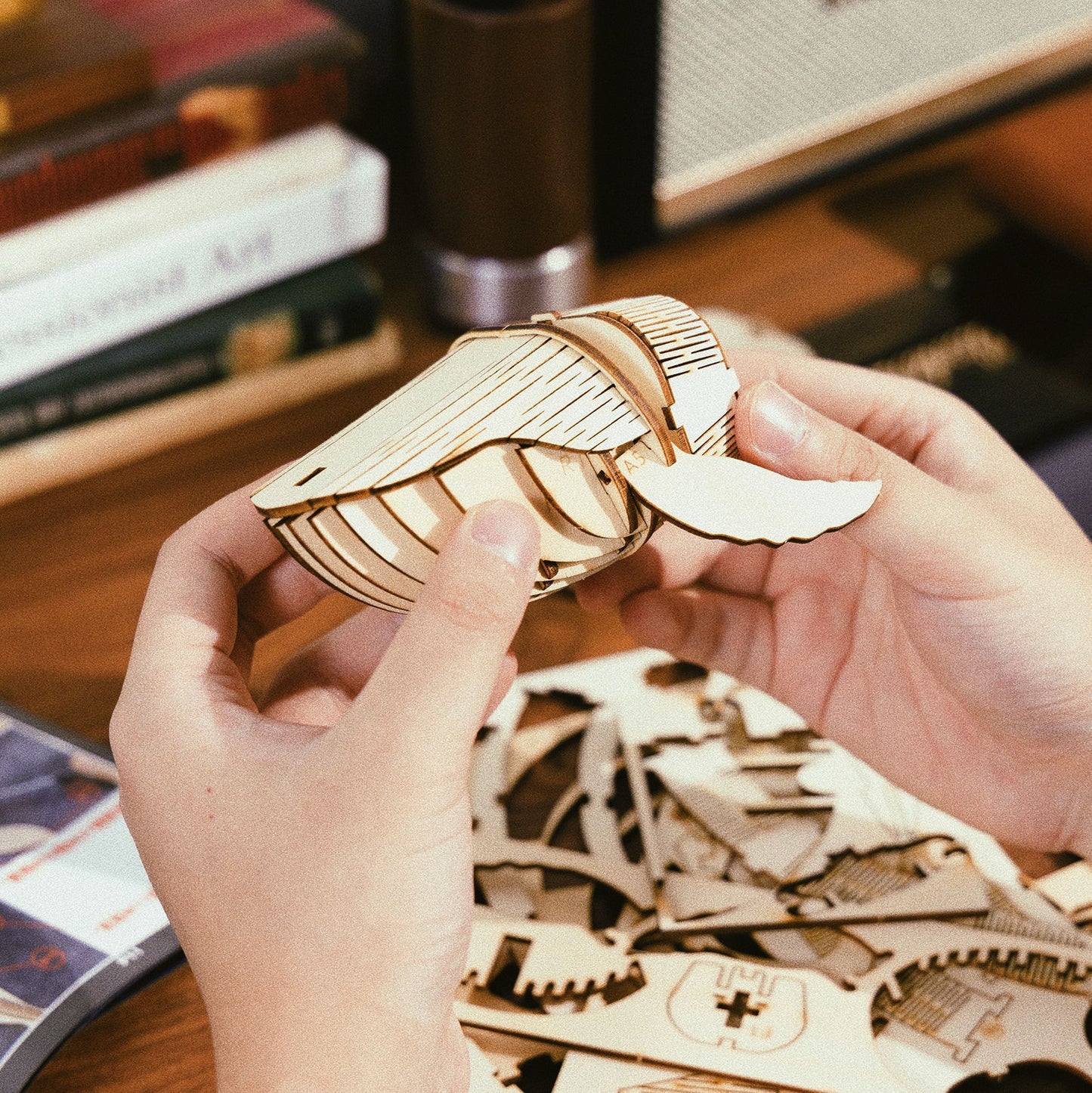 Wooden Hand Whale Music Box