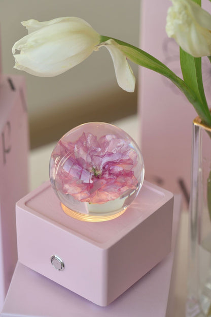 Haut-parleur Bluetooth en forme de fleur de cerisier, boule de cristal en résine