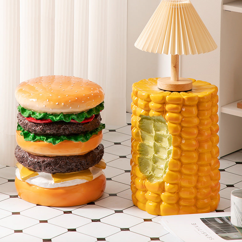 Creative Hamburger Stool Food Net Red Low Stool Restaurant Decoration Corn Side Table Sofa Corner Table Casual Chair Simulation