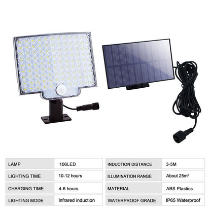 Lámpara de pared solar para césped 106led