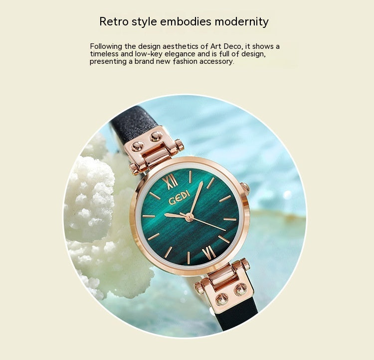 Nouvelle montre d'étudiant de style artistique montre étanche pour femme avec cadran délicat et petit