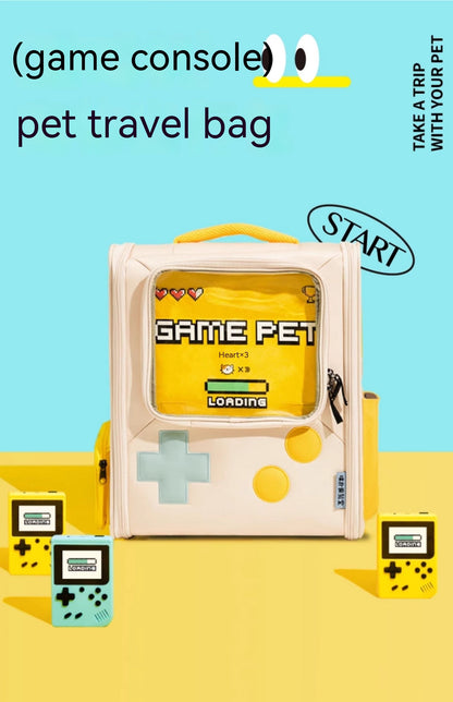 Consola de juegos, bolsa de Gato de estilo Retro, mochila portátil, plegable, gran capacidad, nido de viaje para perros y gatos