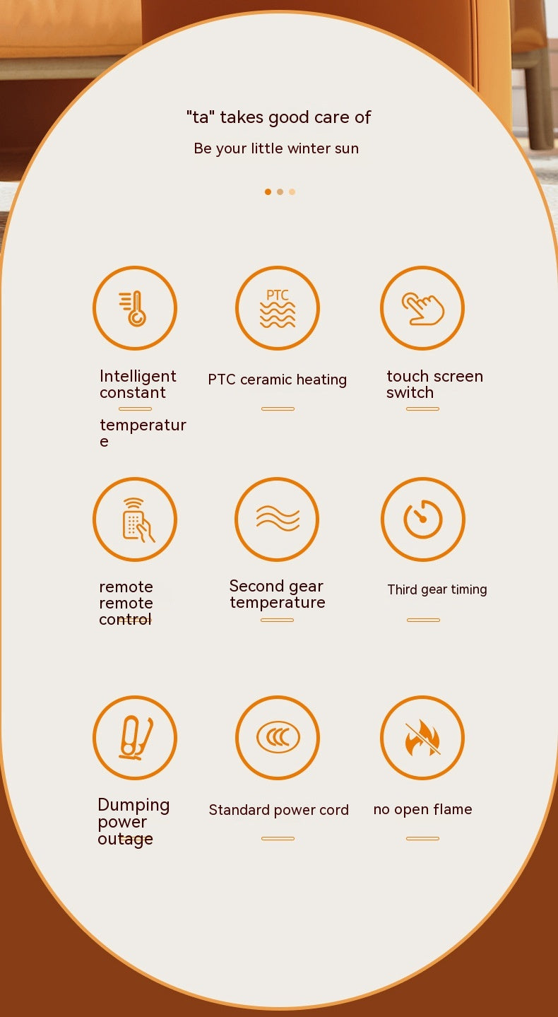 Souffleur d'air chaud haute puissance 1200W, chauffage de bureau en céramique PTC, chauffage électrique intelligent pour la maison