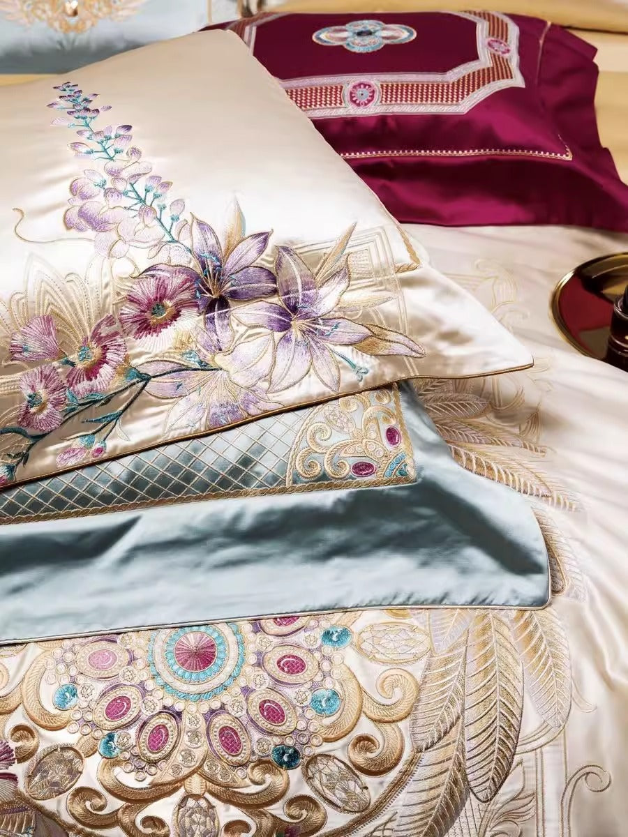 140s Silk Cotton Long-staple Cotton Embroidery Four Piece Home Textiles Set