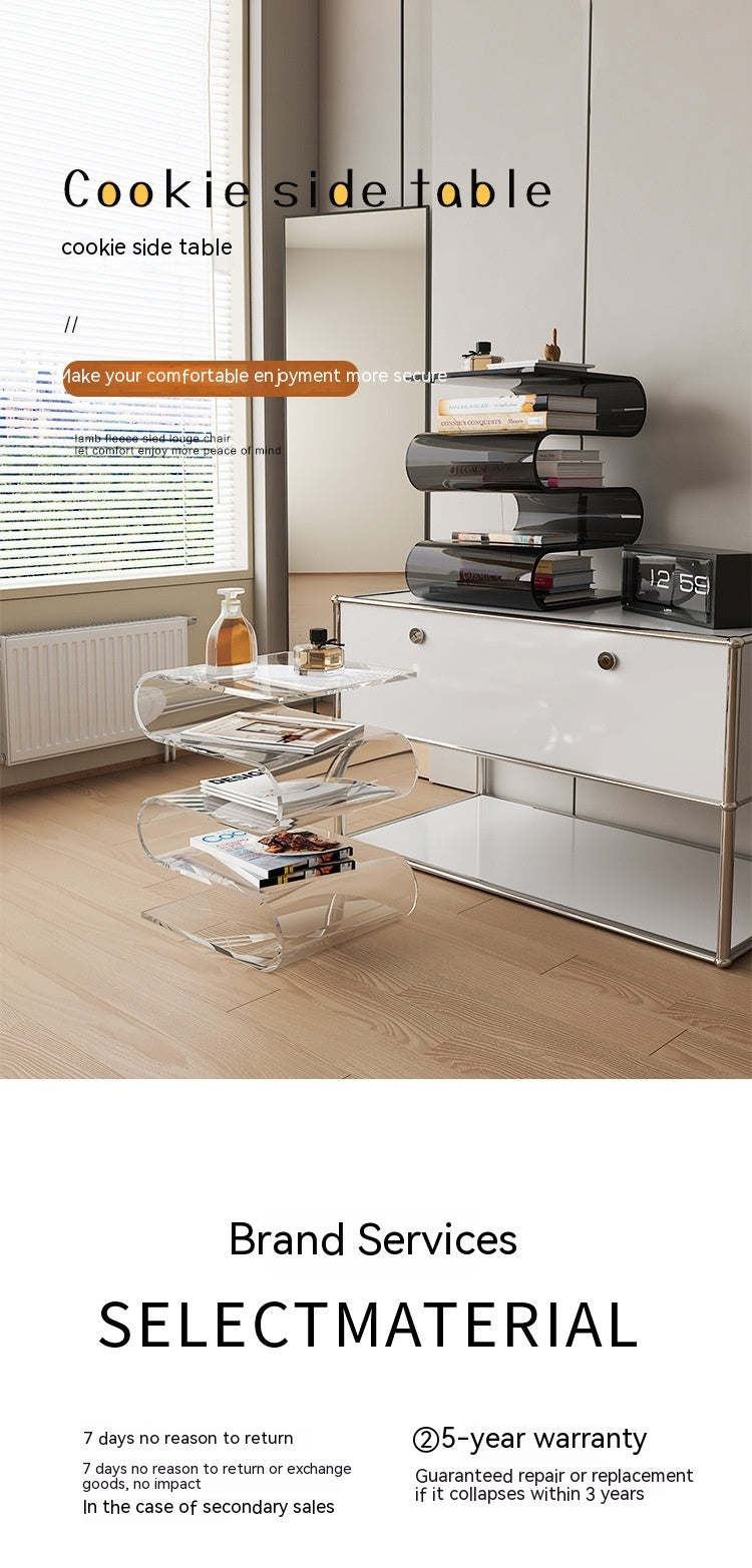 Style crème Transparent maison canapé chambre Table d'angle minimaliste salon porte-revues