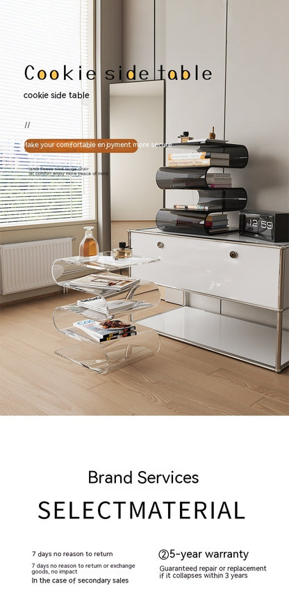 Style crème Transparent maison canapé chambre Table d'angle minimaliste salon porte-revues