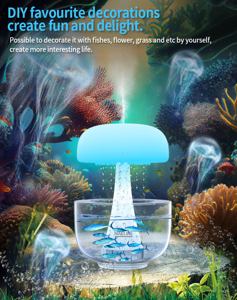 Jellyfish Raindrop Humidifier Ultrasonic Atomization Seven-color Ambience Light Cloud Rain Aroma Diffuser Home Decor