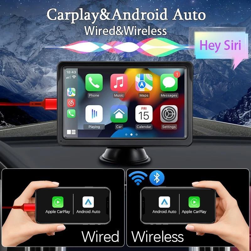 Pantalla del coche Soporte multimedia de 7 pulgadas Carplay inalámbrico