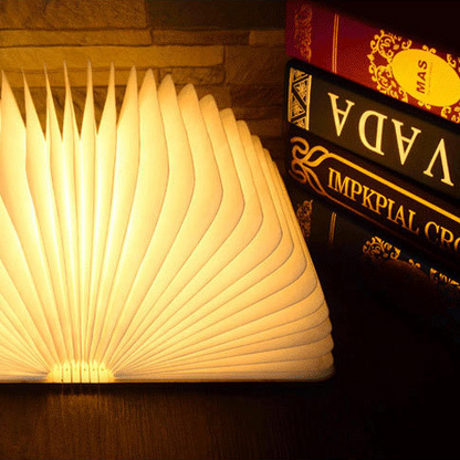 Lampe de livre à LED tournante et pliante à grain de bois