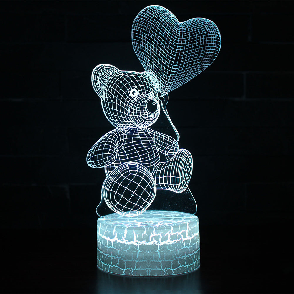 Luz nocturna creativa con lindo oso 3D.