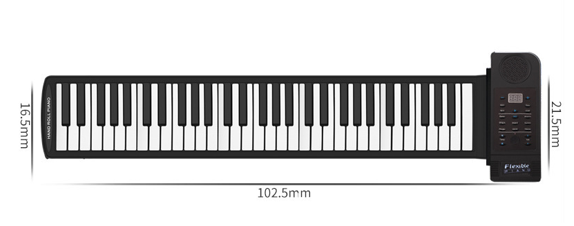 Rollo de piano de mano, piano plegable de 61 teclas, sensación de mano gruesa, teclado portátil para principiantes