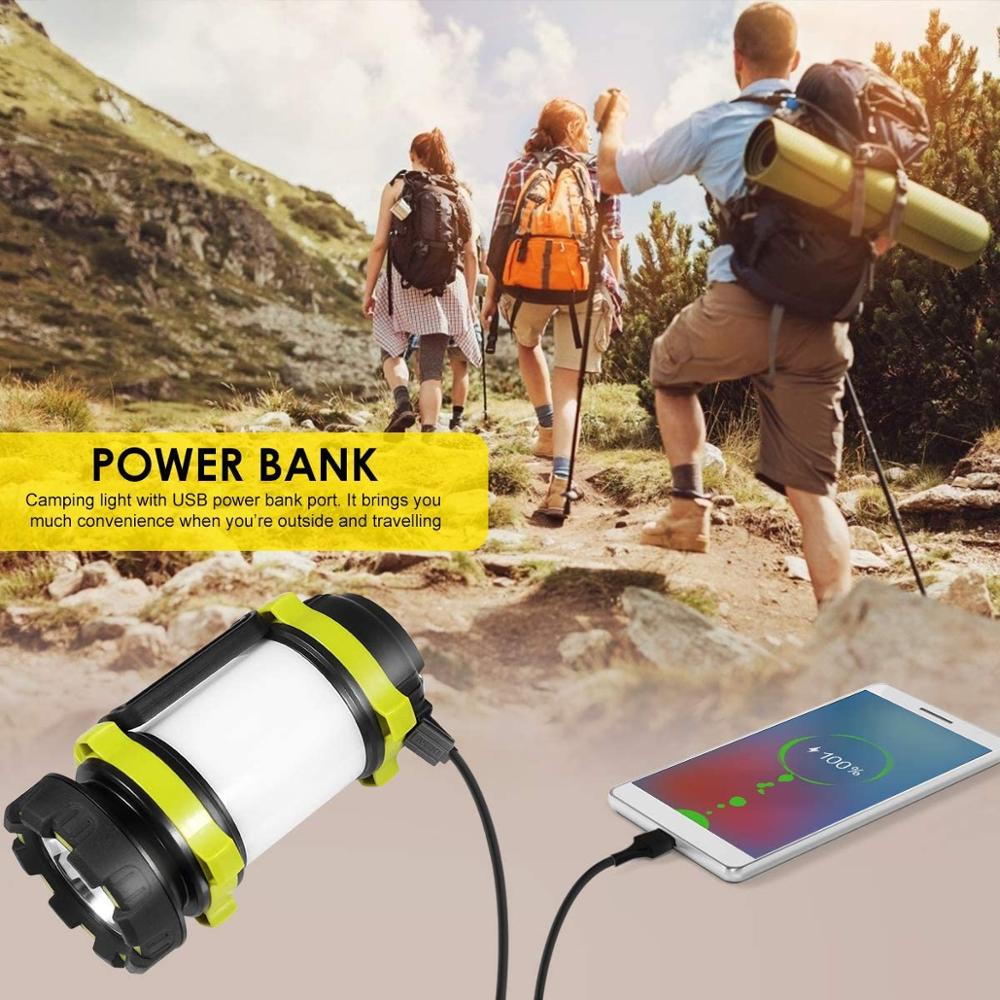 Lampe de poche de Camping d'urgence en plein air, batterie rechargeable, batterie externe