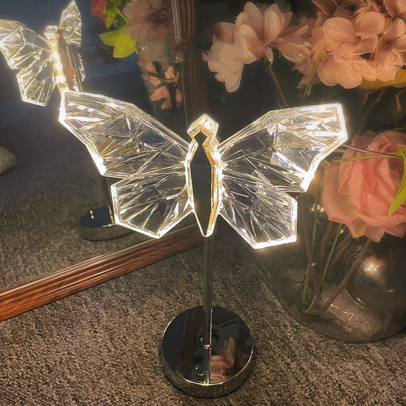 Lámpara de mesa de mariposa de cristal dormitorio creativo vacaciones