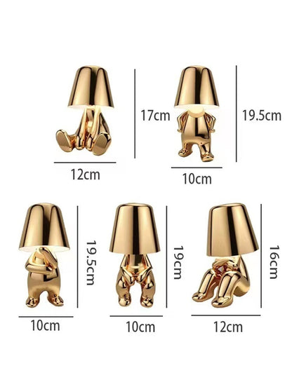 Thinker Lámpara de escritorio con estatua dorada pequeña, lámpara de mesa decorativa con carga USB, atmósfera táctil
