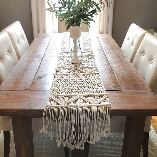 Alfombra de mesa tejida a mano decorativa nórdica