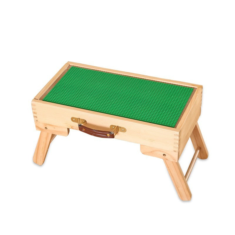 Table de jeu de rangement compatible avec les blocs, tableau pliant en bois sur mesure pour enfants