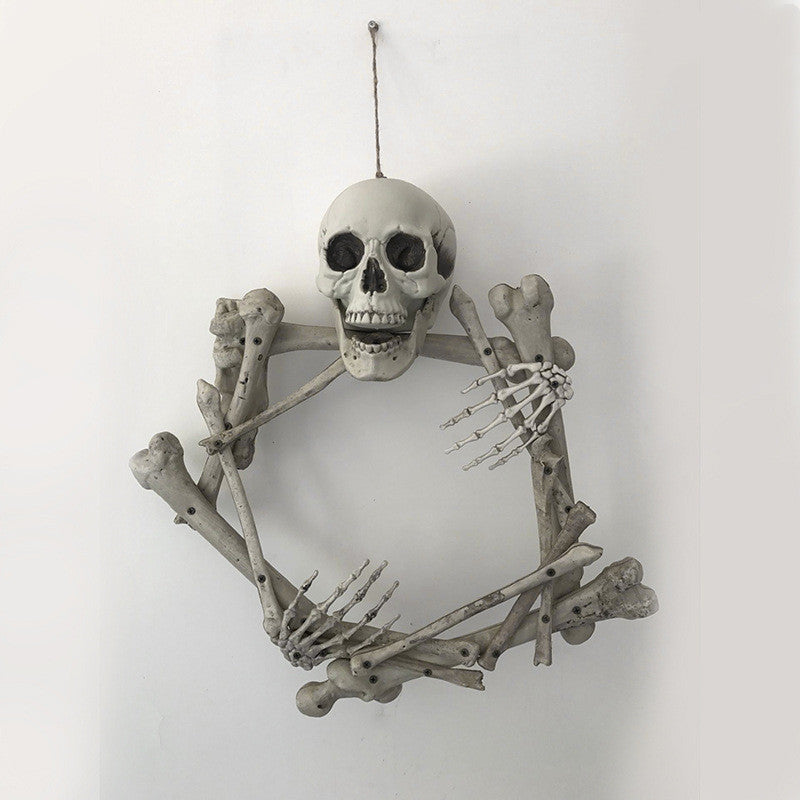 Guirnalda de esqueleto de calavera de plástico con accesorios de Halloween