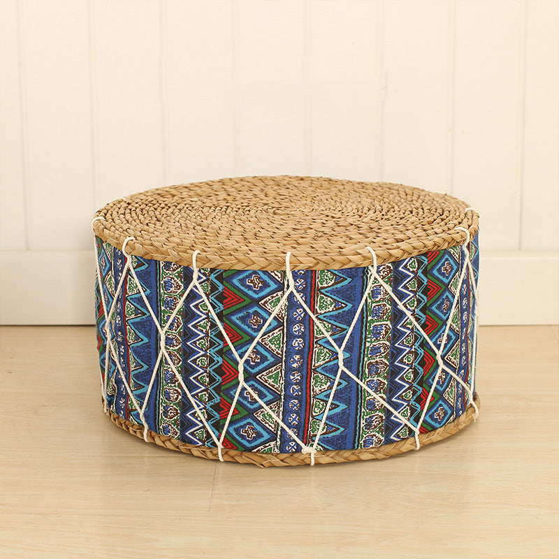 Straw woven home stool