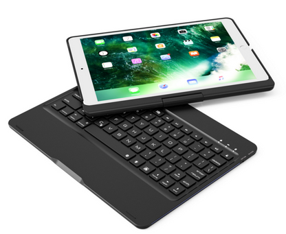 Compatible con Apple, cinco ipad universal giratorio de 360 ​​grados con teclado Bluetooth ligero de respiración