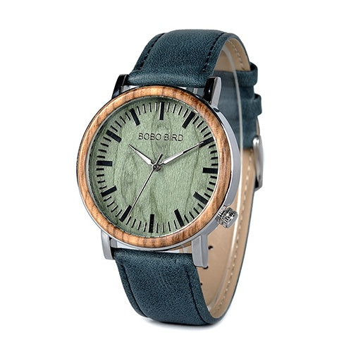 Reloj informal de madera con correa para hombre, mesa de madera, viento de jardín, cuarzo