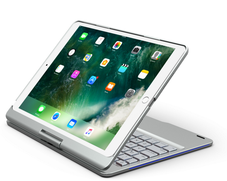 Compatible con Apple, cinco ipad universal giratorio de 360 ​​grados con teclado Bluetooth ligero de respiración