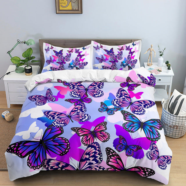 Children's Fashion Simple Printing Quilt Cover Pillowcase Set