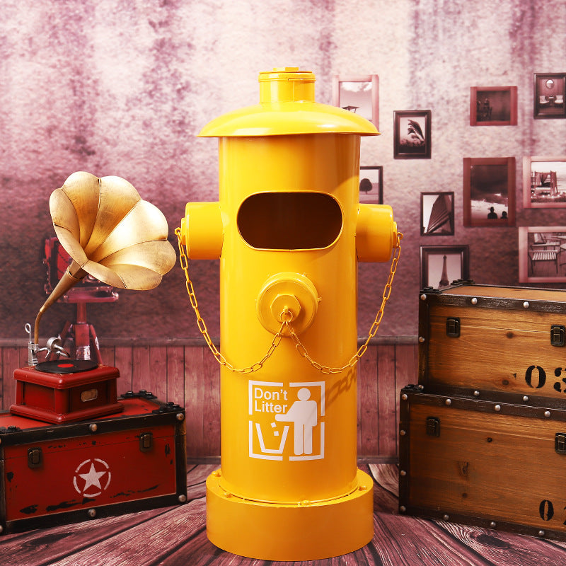 Iron Creative Industrial Style Vintage Fire Hydrant Shape Trash Can