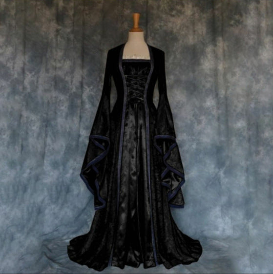 Robe rétro d'art médiéval d'Halloween pour femme