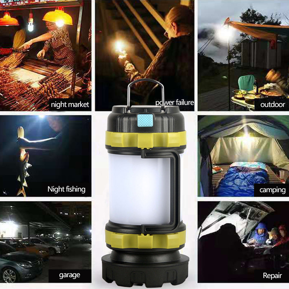 Lampe de poche de Camping d'urgence en plein air, batterie rechargeable, batterie externe