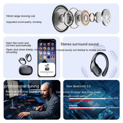 Casque Bluetooth sans fil monté sur l'oreille, réduction intelligente du bruit, appel HD