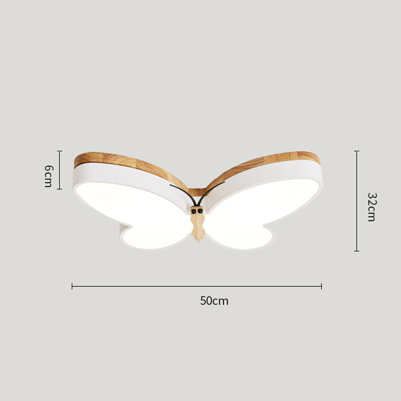 Lámpara nórdica Simple y creativa de mariposa para dormitorio, protección para los ojos, LED de dibujos animados