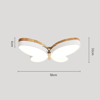 Lámpara nórdica Simple y creativa de mariposa para dormitorio, protección para los ojos, LED de dibujos animados