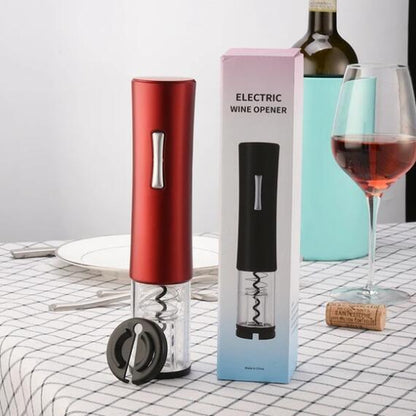 Abridor de vino eléctrico, abridor de botellas de vino eléctrico automático con cortador de papel de aluminio, Kit de abridor de botellas de vino