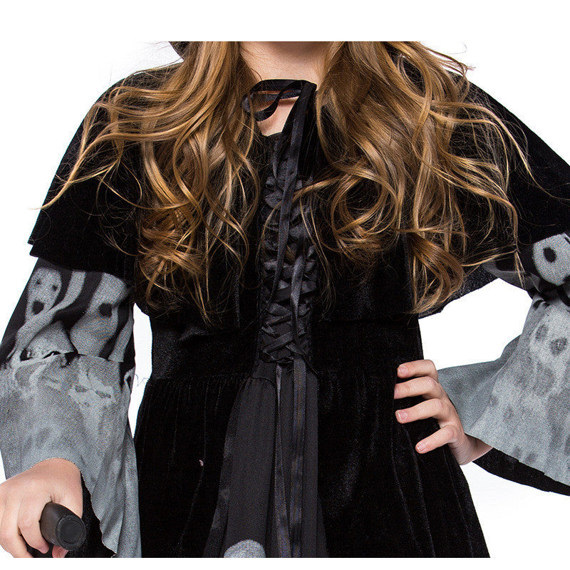 Vêtements pour enfants de sorcière d'Halloween Robe de démon fantôme lumineux Costume de vampire de sorcière d'horreur