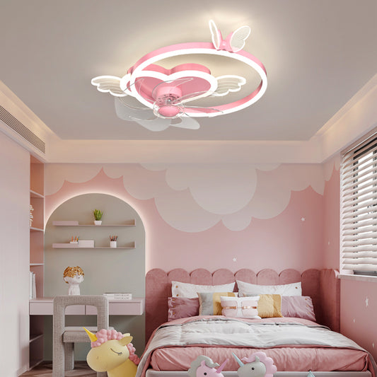 Simple Cartoon Heart-shaped Butterfly Ceiling Lamp For Children