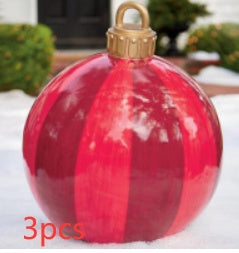 Boule de décoration de Noël en PVC pour l'extérieur 60 cm, boule gonflable décorée en PVC, grosses boules géantes pour décorations d'arbre de Noël, boule de jouet