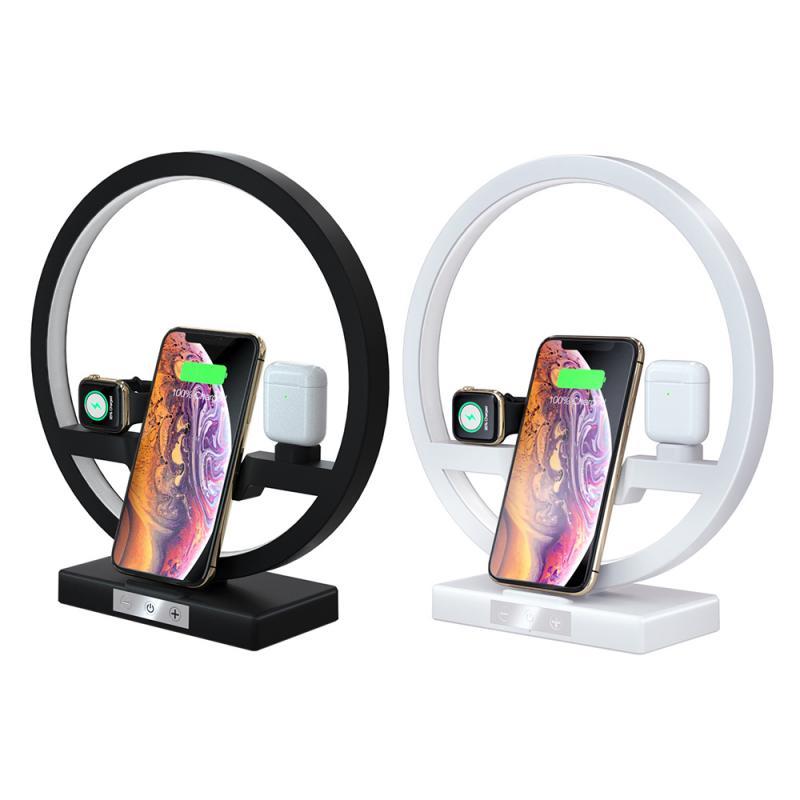 Cargador inalámbrico 3 en 1 aplicable para teléfono móvil, reloj, auriculares, lámpara de mesa, soporte de carga, superventas