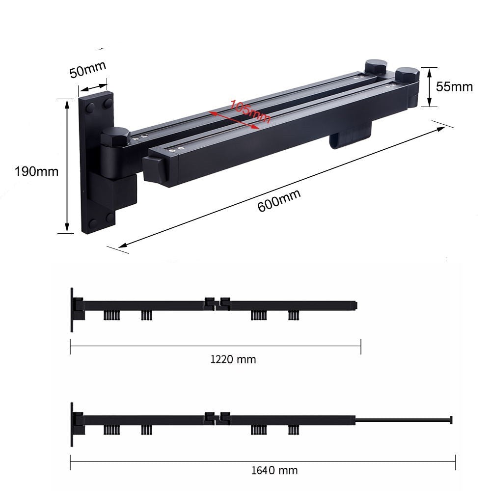 Portant à vêtements télescopique pliant pour balcon