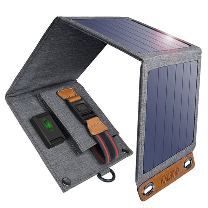 Cargador solar para tableta y teléfono móvil.