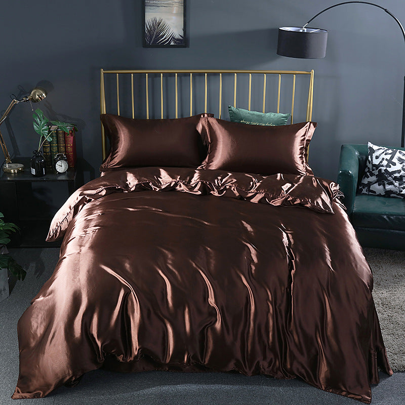 Summer Simple Pure Color Ice Silk Bed Linen Quilt Cover Bedding